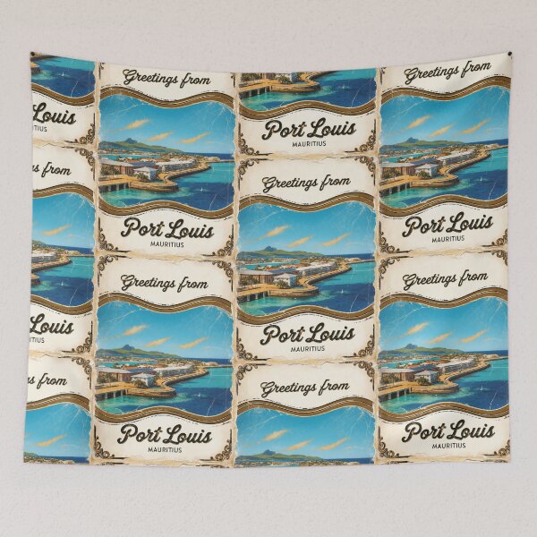 Item preview, Greetings from Port Louis Mauritius Vintage Travel Retro Postcard Design designed and sold by TravelPostcardGems.