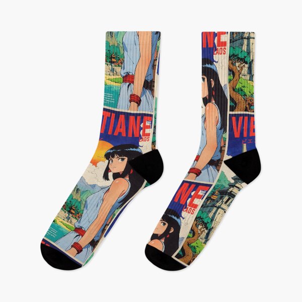 Item preview, Vientiane Laos Retro Anime Girl 80s Vintage Travel designed and sold by Retro-Anime9.