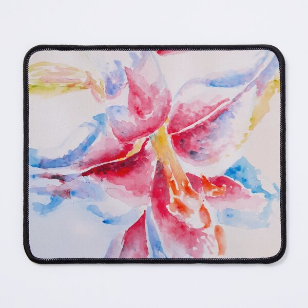 Item preview, Lily Watercolor Painting Pink Red Blue designed and sold by Sarah Rajkotwala.