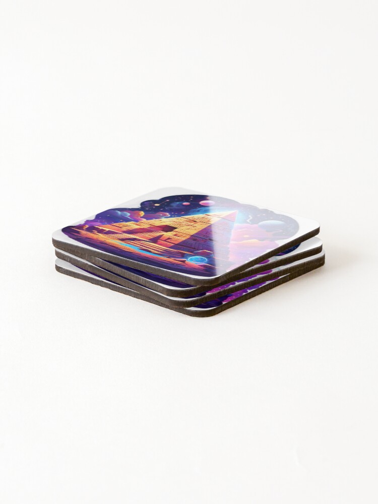 Thumbnail 4 of 5, Coasters (Set of 4), "Cosmic Aztec Pyramid" "Cosmic Aztec Pyramid" designed and sold by SpectrumEssence.