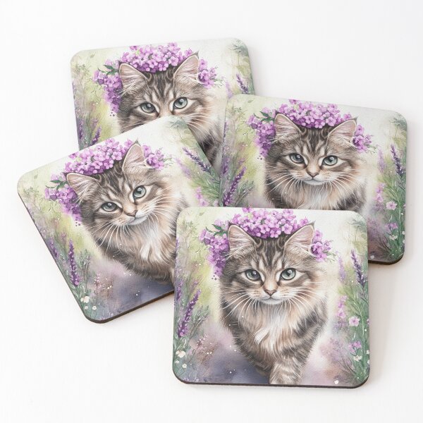 Item preview, Florally Siberian Cat designed and sold by Nocturne  Paws.