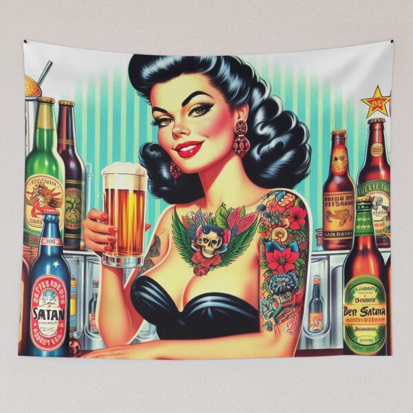 Artikelvorschau, Früher, Bier, Frau entworfen und verkauft von PulpVintage.