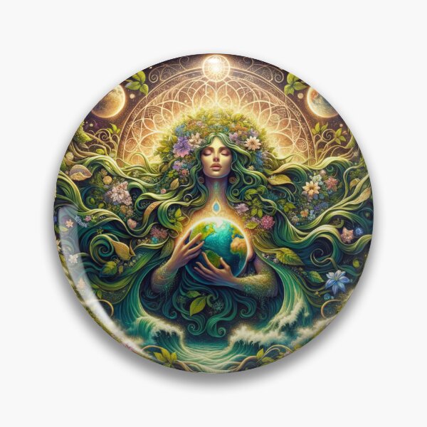 Item preview, Mother Earth Gaia Art - Vibrant Nature Goddess with Flowers and Planet Earth - Eco-Inspired Boho Design for Wall Décor designed and sold by AnalajiaDesigns.