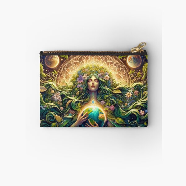 Item preview, Mother Earth Gaia Art - Vibrant Nature Goddess with Flowers and Planet Earth - Eco-Inspired Boho Design for Wall Décor designed and sold by AnalajiaDesigns.