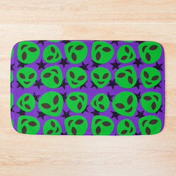 Item preview, Green aliens faces and black stars pattern designed and sold by Topmel.