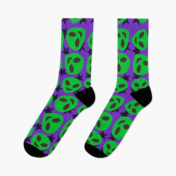 Item preview, Green aliens faces and black stars pattern designed and sold by Topmel.