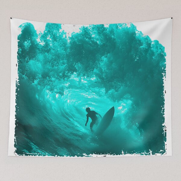 Item preview, BIG BLUE WAVE SURFER RIDING THE TUBE BARREL designed and sold by NikoDeeko.
