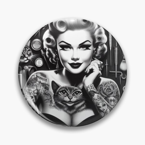 Item preview, Retro Inked Woman designed and sold by PulpVintage.