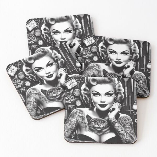 Item preview, Retro Inked Woman designed and sold by PulpVintage.