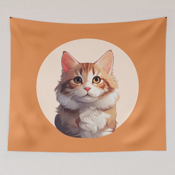 Item preview, Cute Cat Anime Style | Kawaii Kitten Handmade Drawing (Orange/Brown BG) designed and sold by FilipeFerreira.