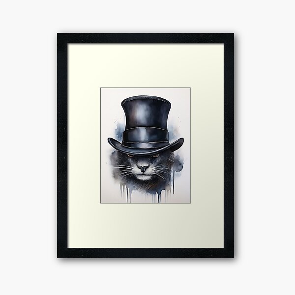 Item preview, A mischievous cat wearing a top hat, with a touch of watercolor for a whimsical effect designed and sold by homydesign.