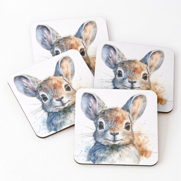Item preview, A close-up portrait of a curious pika, painted in a watercolor style designed and sold by homydesign.