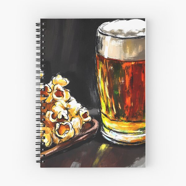 Item preview, Frothy Amber Beer and Generous Pile of Popcorn Pub Snacks Delight Abstract Digital Art designed and sold by OlfactoART Studio.