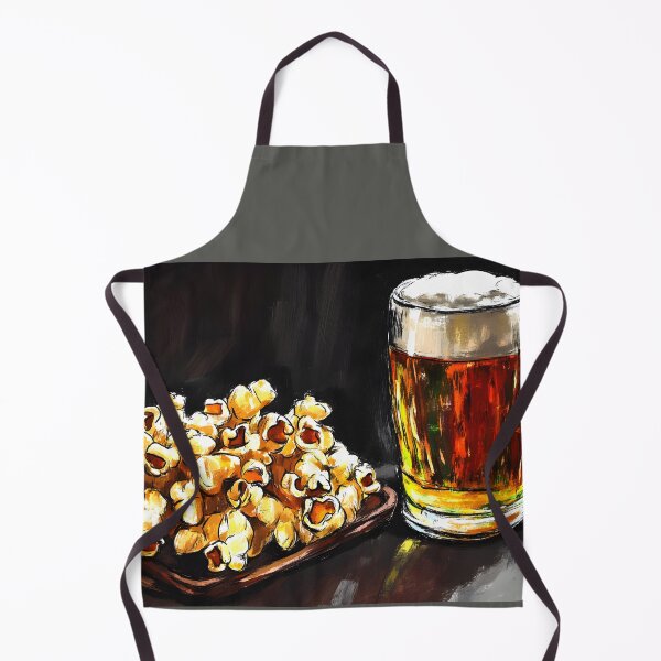 Item preview, Frothy Amber Beer and Generous Pile of Popcorn Pub Snacks Delight Abstract Digital Art designed and sold by OlfactoART Studio.