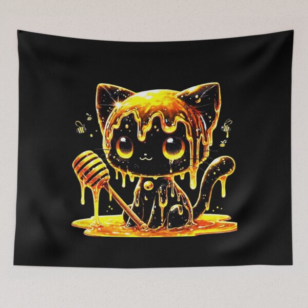 Item preview, Funny Black Cat With Honey Funny design graphic designed and sold by Creat-Des.