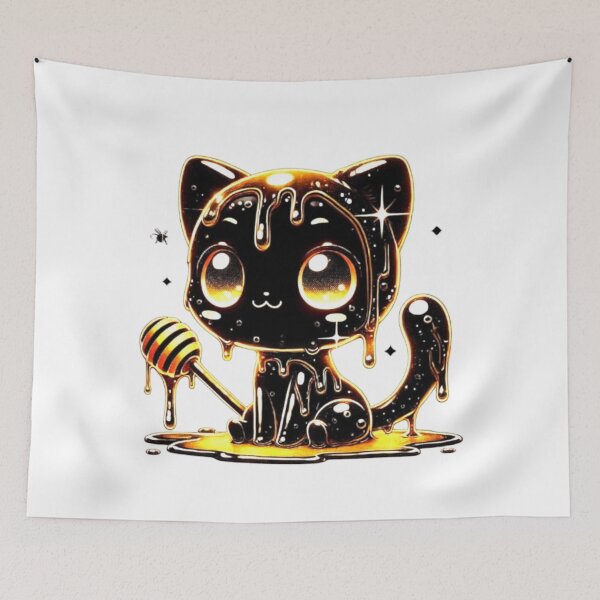 Item preview, Funny Black Cat With Honey Funny design graphic designed and sold by Creat-Des.