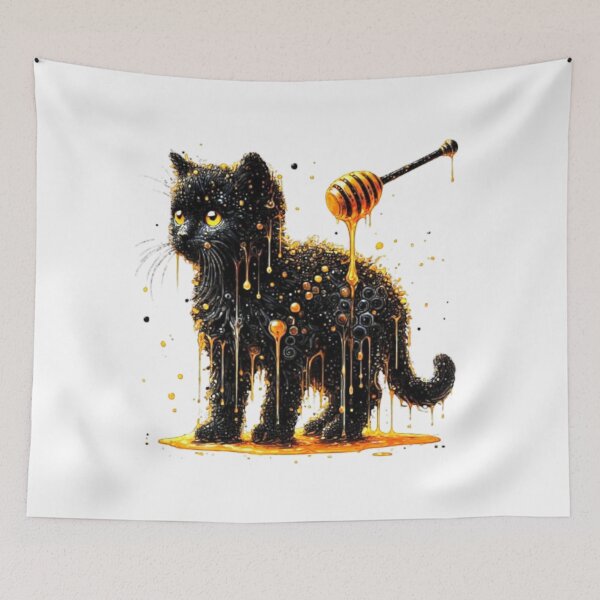 Item preview, Funny Black Cat With Honey Funny design graphic designed and sold by Creat-Des.
