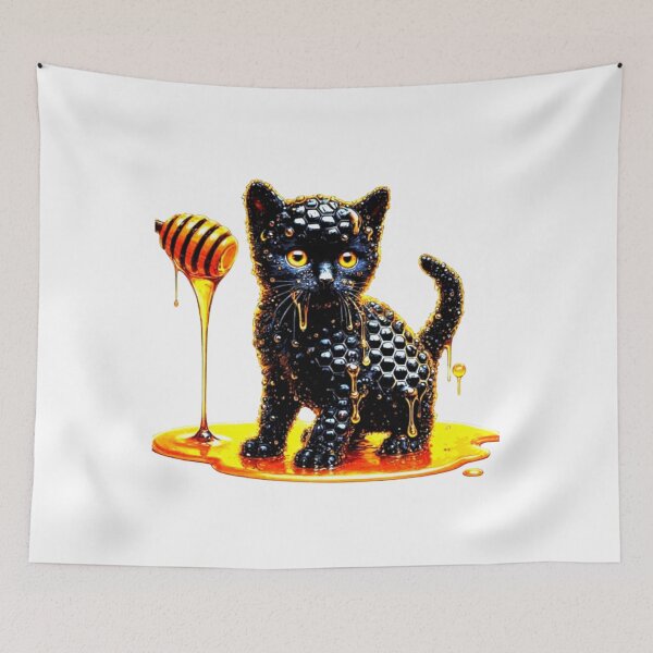 Item preview, Funny Black Cat With Honey Funny design graphic designed and sold by Creat-Des.