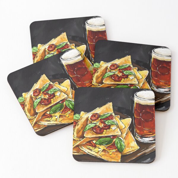 Item preview, Delicious Quesadillas with Chorizo and Fresh Basil and Frothy Mug of Amber Ale Pub Food Feast designed and sold by OlfactoART Studio.