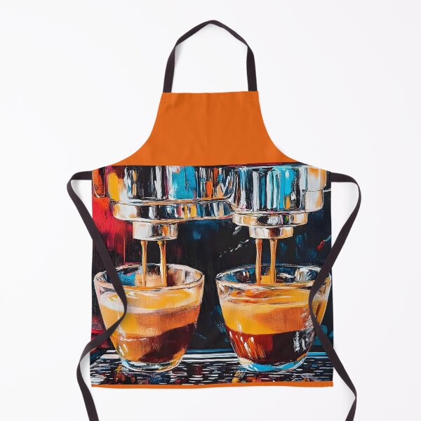 Item preview, Espresso Machine Pouring Coffee into Glass Cups Vibrant Colors and Rich Contrast Abstract AI Digital Art designed and sold by OlfactoART Studio.