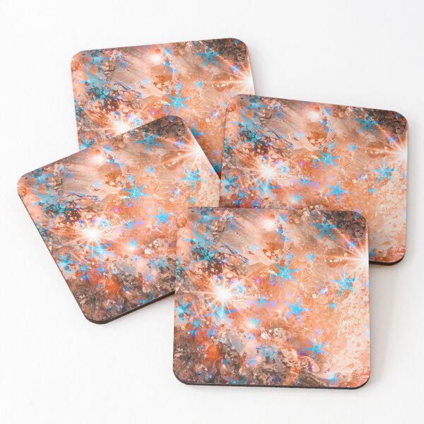 Item preview, Abstract Art: Shimmering Peach with Light Blue Stars PN 9 designed and sold by SweetiesUnites.
