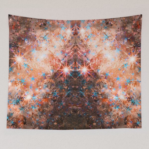 Item preview, Abstract Art: Shimmering Peach with Light Blue Stars PN 9 designed and sold by SweetiesUnites.