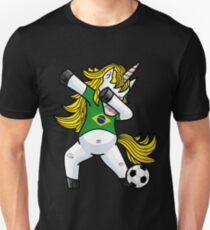 Abtupfendes Fußball-Einhorn Brasilien Slim Fit T-Shirt