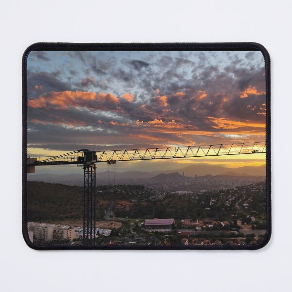 Item preview, silhouette of construction crane against cloudy skies at sunset designed and sold by MAMB007.