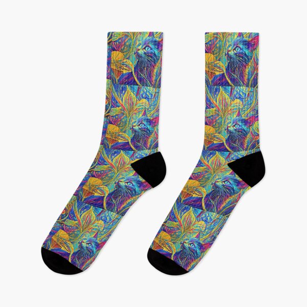 Item preview, Abstract Feline in a Vivid Floral Dream; Impasto Cat: A Whimsical Masterpiece designed and sold by blackhalt.