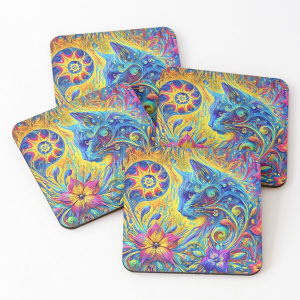 Item preview, Vibrant Cat in a Floral Dreamscape designed and sold by blackhalt.