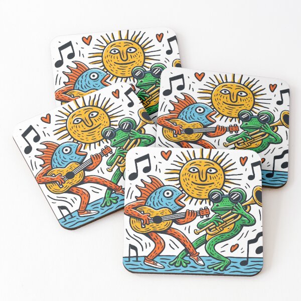 Item preview, fishman and frog are having ajam session designed and sold by taratyanprint.