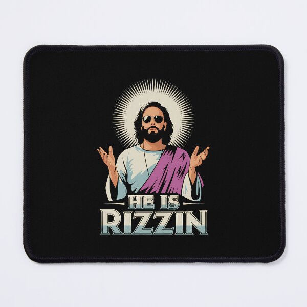 Artikelvorschau, He Is Rizzin Meme Design – Lustige Jesus-Popkultur-Kunst entworfen und verkauft von Karsten Stier.