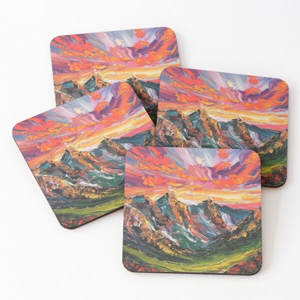 Item preview, Palette knife painting  (Vibrant Sunset Over Mountains 1) designed and sold by PattaZone.
