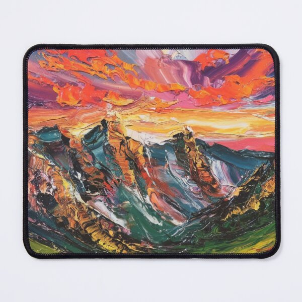 Item preview, Palette knife painting (Vibrant Sunset Over Mountains 1) designed and sold by PattaZone.
