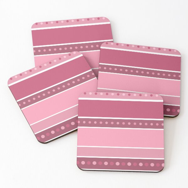 Item preview, horizontal striped terracotta pink pattern with polka dots  designed and sold by fuzzyfox.