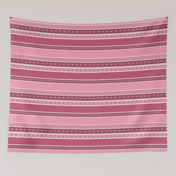 Item preview, horizontal striped terracotta pink pattern with polka dots  designed and sold by fuzzyfox.