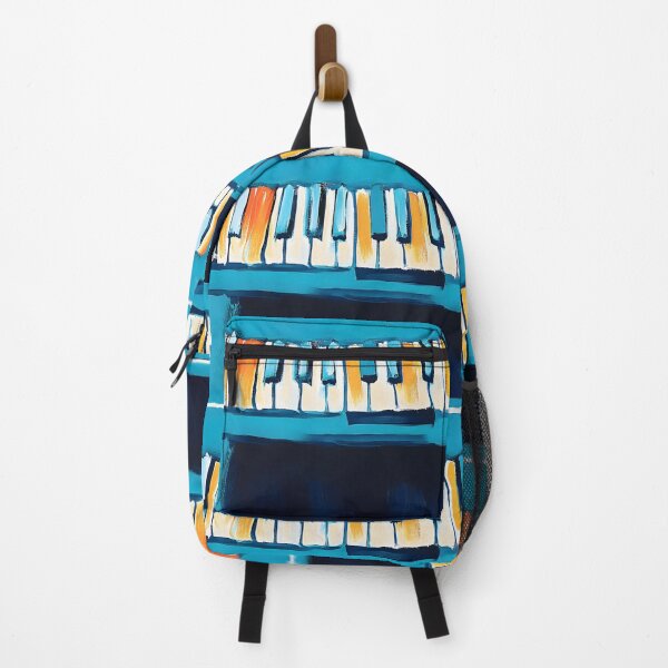 Item preview, Abstract Piano Keyboard Bold Blue Orange and Yellow Hues with Dynamic Brushstrokes AI Generated Art designed and sold by OlfactoART Studio.