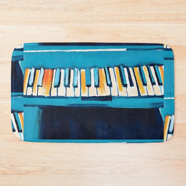 Item preview, Abstract Piano Keyboard Bold Blue Orange and Yellow Hues with Dynamic Brushstrokes AI Generated Art designed and sold by OlfactoART Studio.
