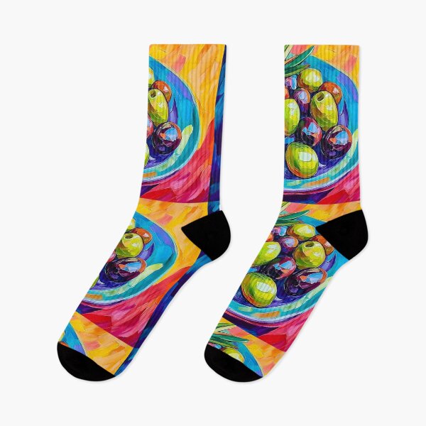 Item preview, Vibrant Assorted Olives Plate Bold Colors and Expressive Composition Digital AI Generated Art designed and sold by OlfactoART Studio.