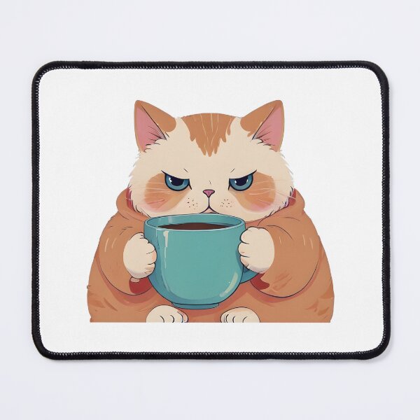 Item preview, A chubby cat holding a coffee mug, kawaii style, pastel colors designed and sold by johndesignwaves.