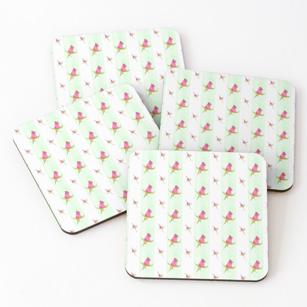 Item preview, Rosebuds and Stripes in Bright Pink designed and sold by magicgardenart.