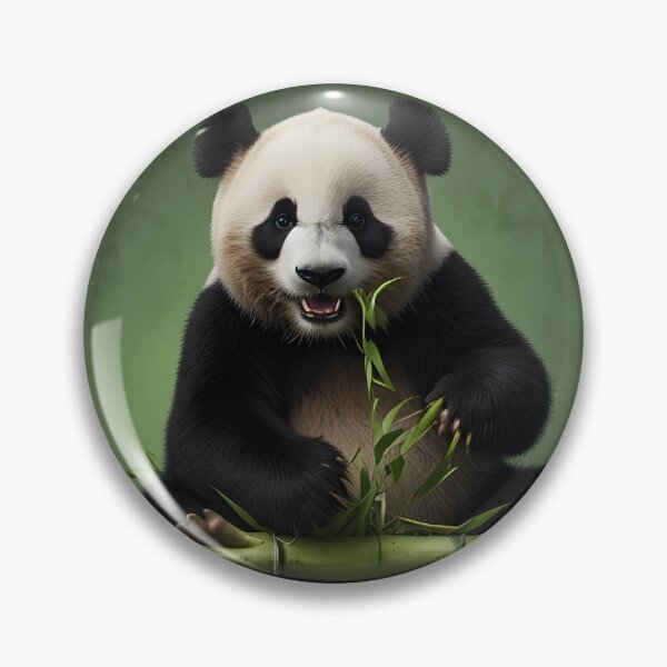 Item preview, A happy panda eating bamboo, cartoon style, vibrant green and black tones designed and sold by johndesignwaves.