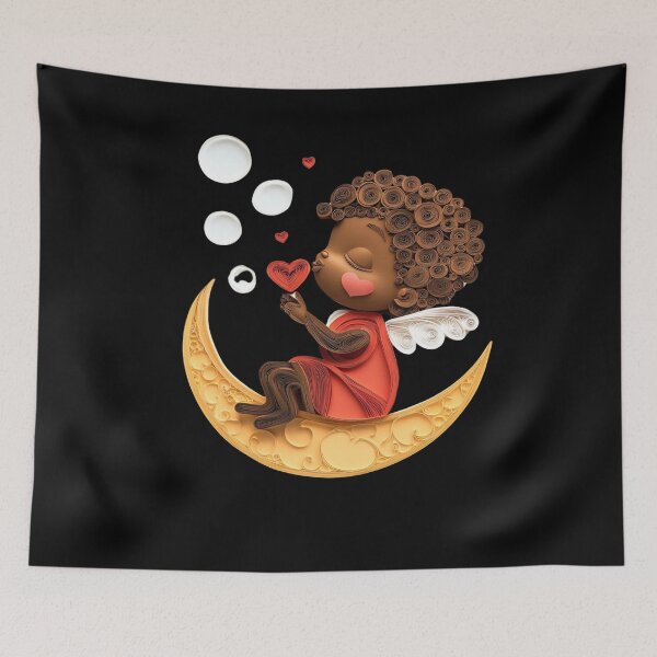 Item preview, African American Cute Cupid Girl designed and sold by PrintsByFrank.