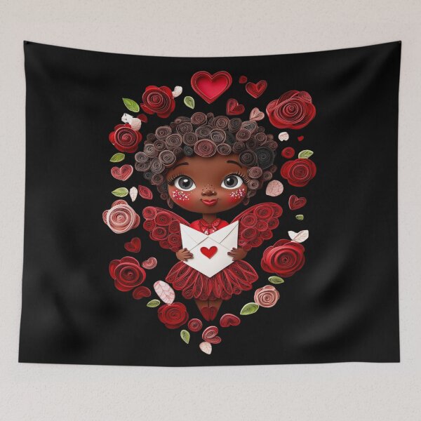 Item preview,  African American Cute Cupid Girl designed and sold by PrintsByFrank.