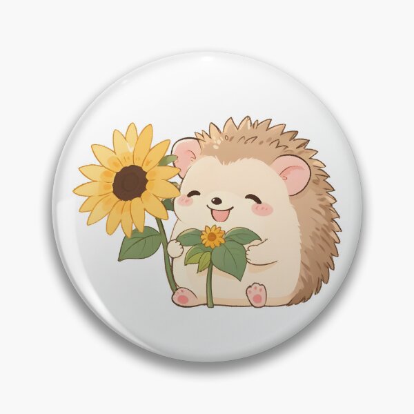 Item preview, A tiny hedgehog holding a sunflower, kawaii style, warm pastel colors and a cheerful smile designed and sold by johndesignwaves.