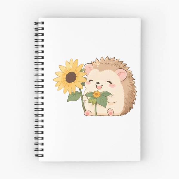 Item preview, A tiny hedgehog holding a sunflower, kawaii style, warm pastel colors and a cheerful smile designed and sold by johndesignwaves.