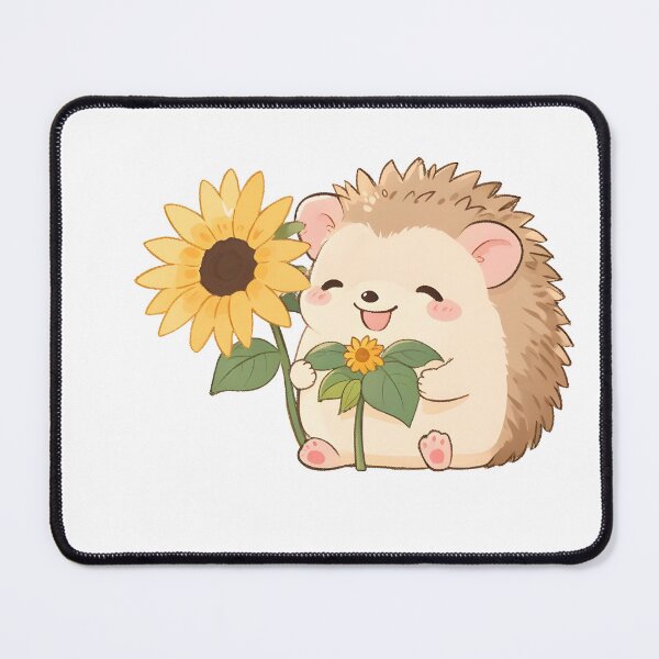 Item preview, A tiny hedgehog holding a sunflower, kawaii style, warm pastel colors and a cheerful smile designed and sold by johndesignwaves.