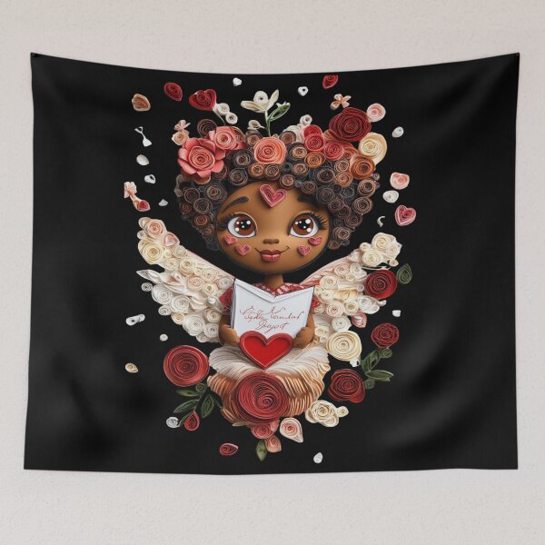 Item preview, African American Cute Cupid Girl designed and sold by PrintsByFrank.
