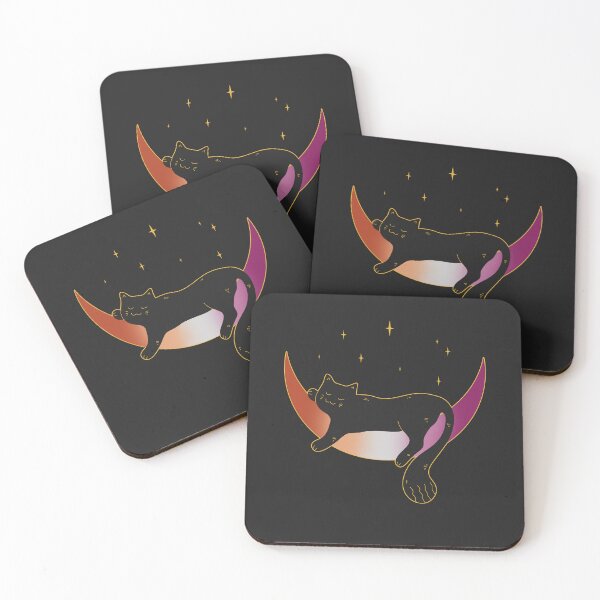 Item preview, Lesbian Cat Moon Space LGBT Gay Pride Flag designed and sold by Clara Hollins.
