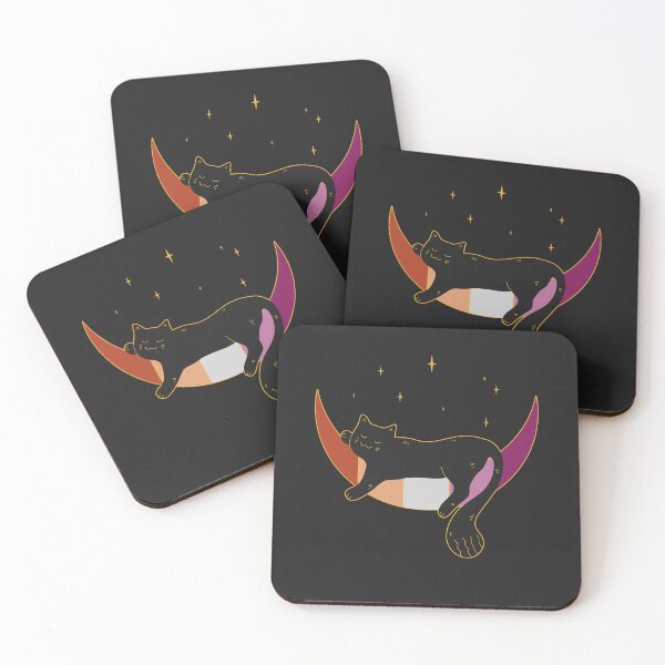 Item preview, Lesbian Cat Moon Space LGBT Gay Pride Flag designed and sold by Clara Hollins.